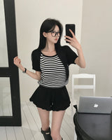 [MADE] Hi, raglan stripe short-sleeved knit