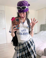 WIDE CHECKERED SKIRT
