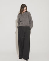 WOOL DOUBLE PLEATED SLACKS [CHARCOAL]