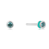 Tear Green Enamel Stud 925 Silver Earring E028-01H-T