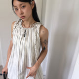 シャオ ボヘミアン ストライプ ストラップ レイヤード ミニドレス
