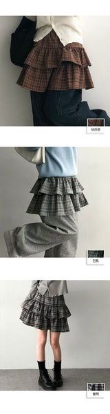 Totsu checkered cancan mini skirt