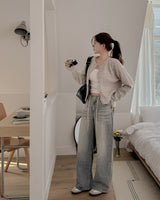 Be-string wide denim pants