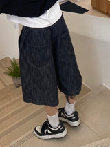 Curved Denim Half Pants