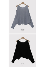 Shoulder Slit Ribbon Long Sleeve Knit (5color)