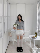 Dream Flare Cancan Lace Frill Shorts (White)