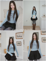 スカイVネックスパンデックススリム長袖Tシャツ