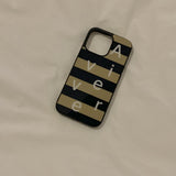 [MADE] stripe logo glass bumper case(khakinavy)