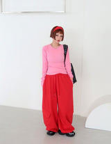 Jelly vivid V-neck Long-sleeved T-shirt