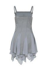  STUDDED GODET DRESS (GRAY)