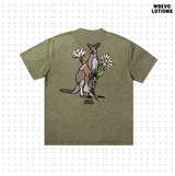 デイジーカンガルーデニムウォッシュドTシャツ(マッチャグリーン)