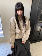 [unisex] カンバポケットカラーケーブルニットジップアップ
