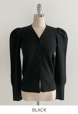 Leveyu V-neck Puff Knit Cardigan