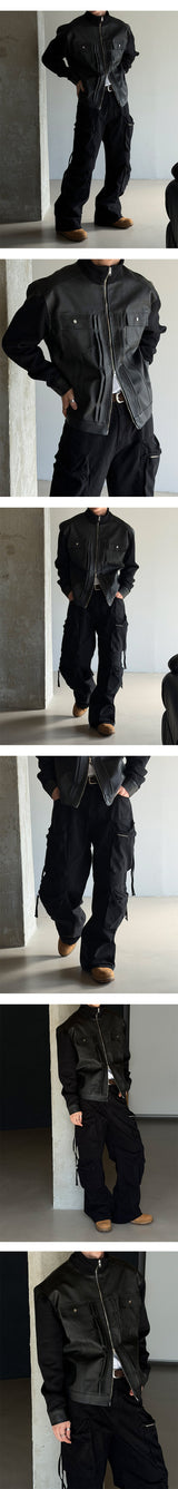 [F/W] ざっくりニットレザージャケット