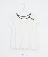 Nata Button Dot Raglan Short Sleeve Tee