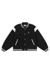 Contrast Stitching Embroidered Varsity Jacket