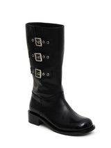Three belted biker boots (black)