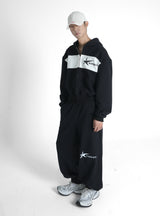 STAR LOGO HOODIE ZIP-UP BLACK