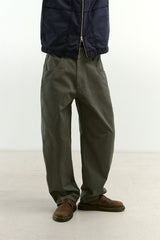 Semi Curved Herringbone Twill Pants (Khaki)