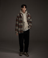 COZY HAIRY CHECK JACKET NAVY