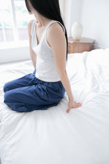 blue cotton banding pants(2colors)