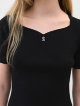 (T-7073)ESSENTIAL DROP LOGO KNIT