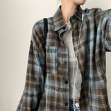 Carv Sky Brown オーバーサイズフィットチェックシャツ
