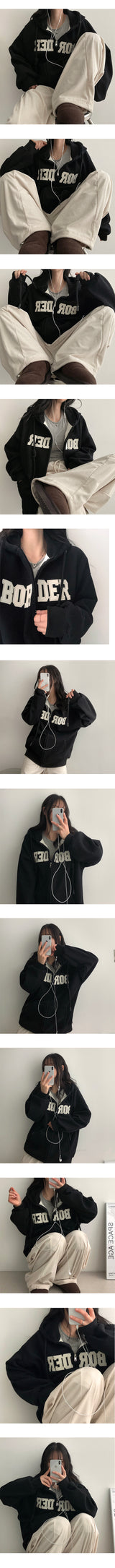 オロパッチ刺繍レタリングナッピングフーディジップアップ