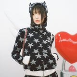 Angel of Star Wing Zip-Up Hoodie - NAVY
