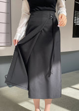 Ever Buckle Strap Wrap Long Skirt