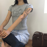 Aka Frill Ribbon Crop Short-Sleeved T-Shirt