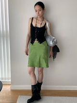New lace ボタンスリムノースリーブTシャツ