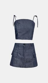Brooklyn Denim Top & Skirt Set