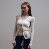 Wave Mesh Cardigan [Ivory]