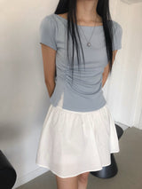 ビネンウィメンズボートネックシャードスリット半袖Tシャツ