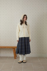 VINTAGE LONG CHECK GATHER SKIRT