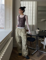 Titi wrinkle シースルー レイヤードロングスリーブ
