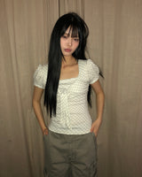 Kukin Check Ribbon Short Sleeve T-Shirt