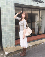 Dot frill midi skirt