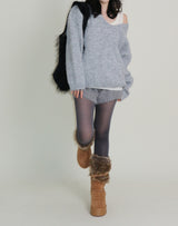Kina Bendable Angora Fur Micro Shorts (Angora Fur Fabric)