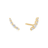 gold bezel bead stone stud 14k gold plating + 925 silver earrings E065-01G