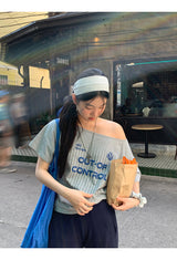 コントロールオフショルダールーズフィットショルダースリーブTシャツ