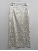 Jacquard Satin H-Line Long Skirt
