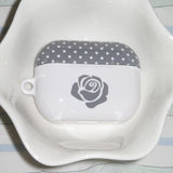 Rose polka-dot gray glossy AirPods case