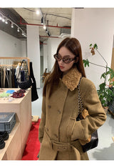 Lux wool belt padded half coat