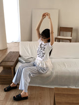 Weba Nylon Pintuck Banding Long Wide Pants