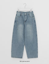 [unisex] Sieon Pocket Curved Wide Denim Pants