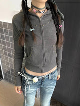 Rivet Hoodie Zip-Up [Grey]