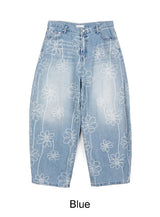 Luton Drawing Flower Denim Pants