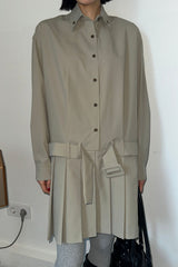 NEW LOW PLEATS DRESS_KHAKI GRAY